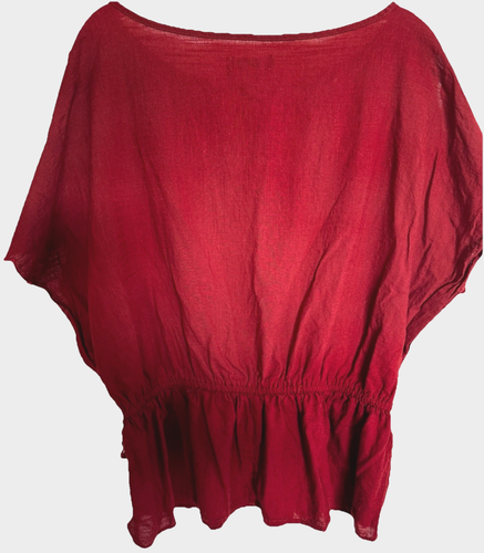 a.n.a. Top boho ruggine manica corta A New Approach L effetto lino ricamo peplo - Foto 4 di 11