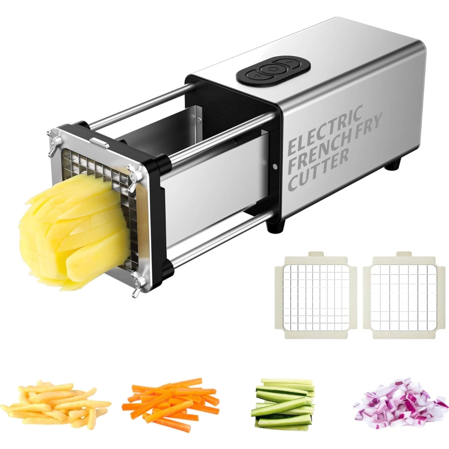 Compact Automatic French Fry Cutter: 1/2 & 3/8 Inch Blades for Quick Food Prep
