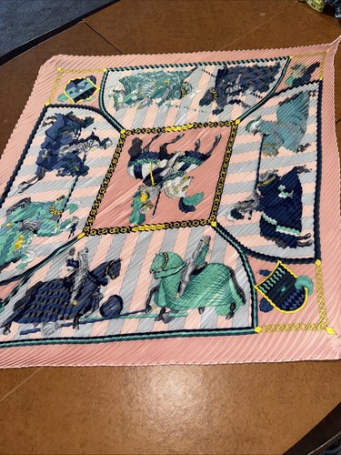 Authentischer Hermes Plissee Plisse CHOCS EN PLUMES rosa bunt Seidentuch - Bild 14 von 15