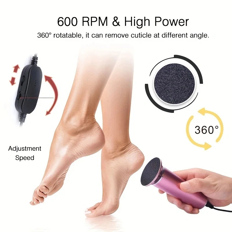 Electric Foot Callus Remover Electric Pedicure Machine Speed ​​with 60 Pieces - Image 3 of 4