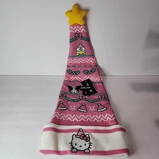 New Hot Topic Hello Kitty & Friends Sanrio Pink Knit Christmas Santa Hat w/ Tags