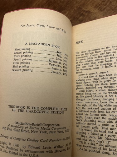 The Pawnbroker Edward Lewis Wallant McFadden books paperback 1970 - Bild 5 von 5