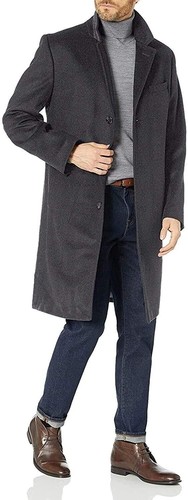 LONDON FOG Men's Classic Fit Wool Blend Top Coat (Regular & Big-Tall Sizes) - Picture 10 of 17