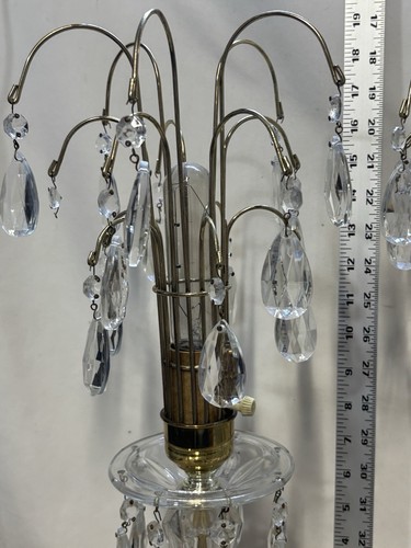 Vintage Bleikristall Prisma 18 Zoll passendes Paar Wasserfall Tischlampen - Bild 10 von 17