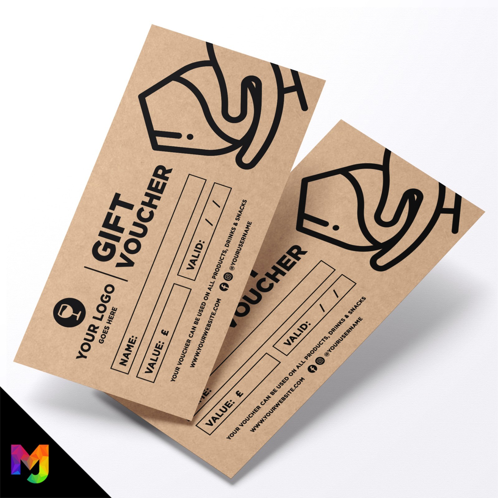Custom Recyclable Kraft Gift Vouchers | Wine Bar Pub Restaurant Food Drink 02
