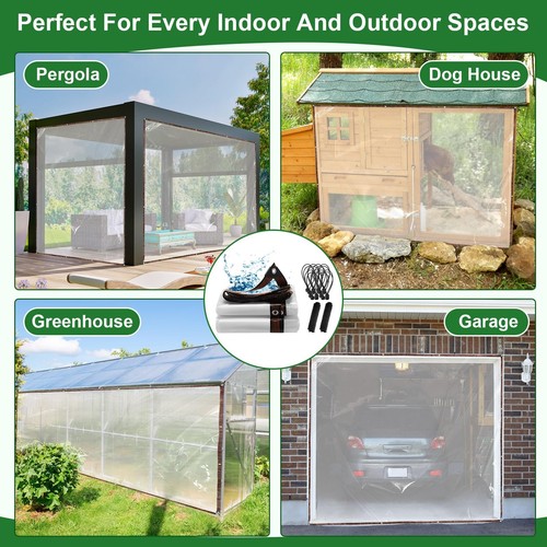 2 Pack Heavy Duty Clear Tarps with Reinforced Edge Plastic Tarp Waterproof Pl... - Picture 7 of 7