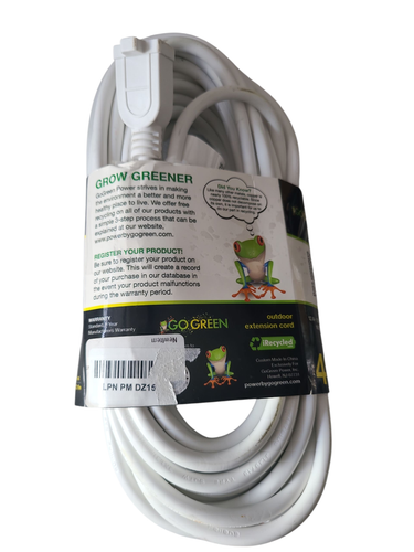 Go Green Power Inc. (GG-13740WH-M) 16/3 SJTW Outdoor Extension Cord, White - Picture 4 of 4
