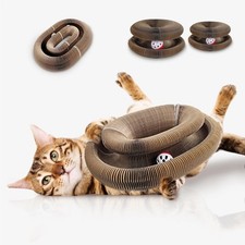 Kitty Kurlz Cat Scratching Board Toy Foldable Accordion w/ Catnip  Bell Cat Toy