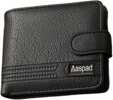 Aaspad Leather Wallet for Men's Gift 4.72"(folded) x 3.94" x 0.787", Black