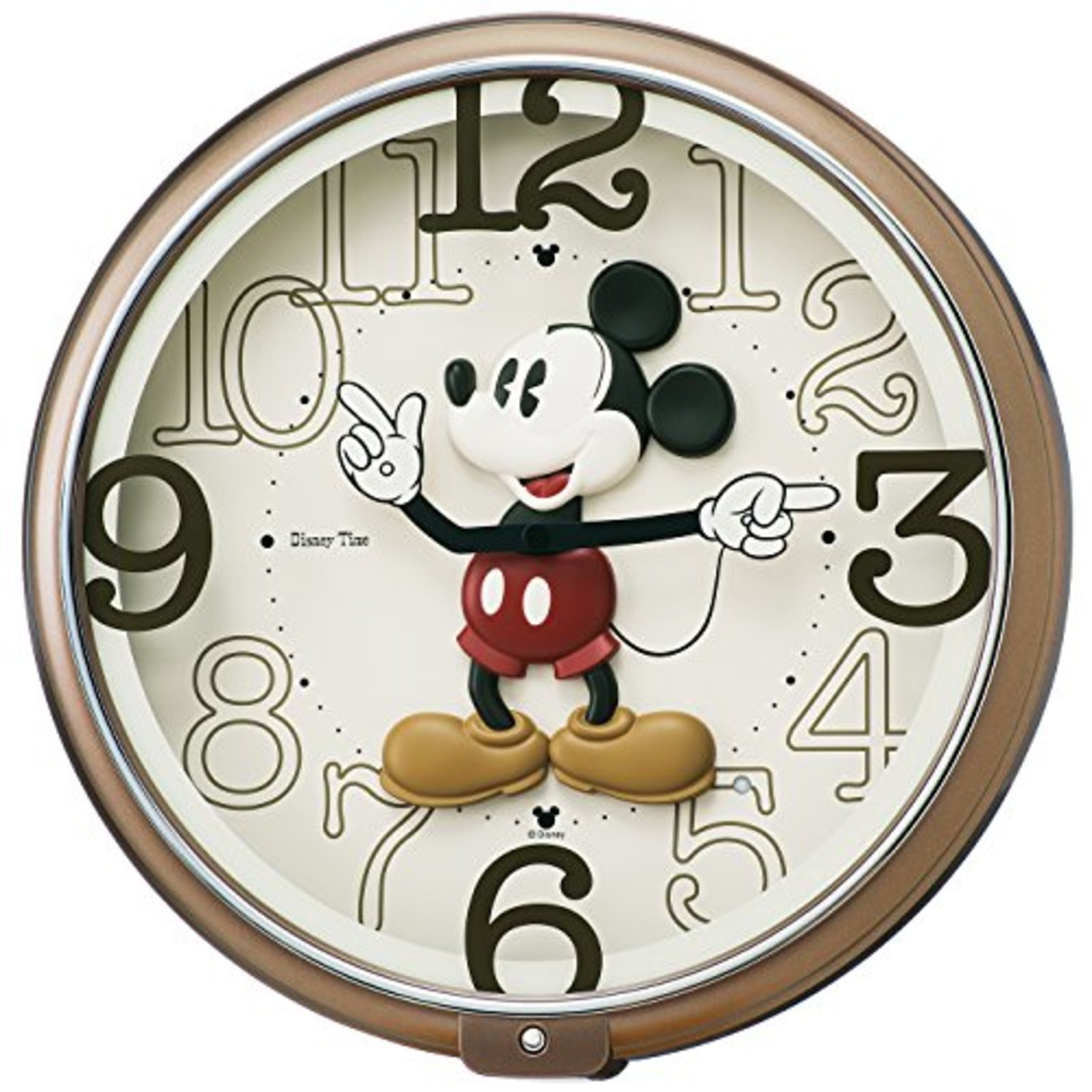 SEIKO Disney Mickey Mouse Wall Clock Brown Metallic F/S w/Tracking# Japan New
