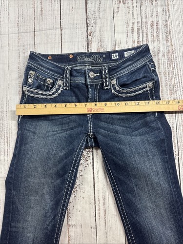 MISS ME GIRLS SKINNY JEANS SIZE 14 BUTTON FLAP POCKET Y2K PREPPY THICK STITCH - Picture 14 of 22