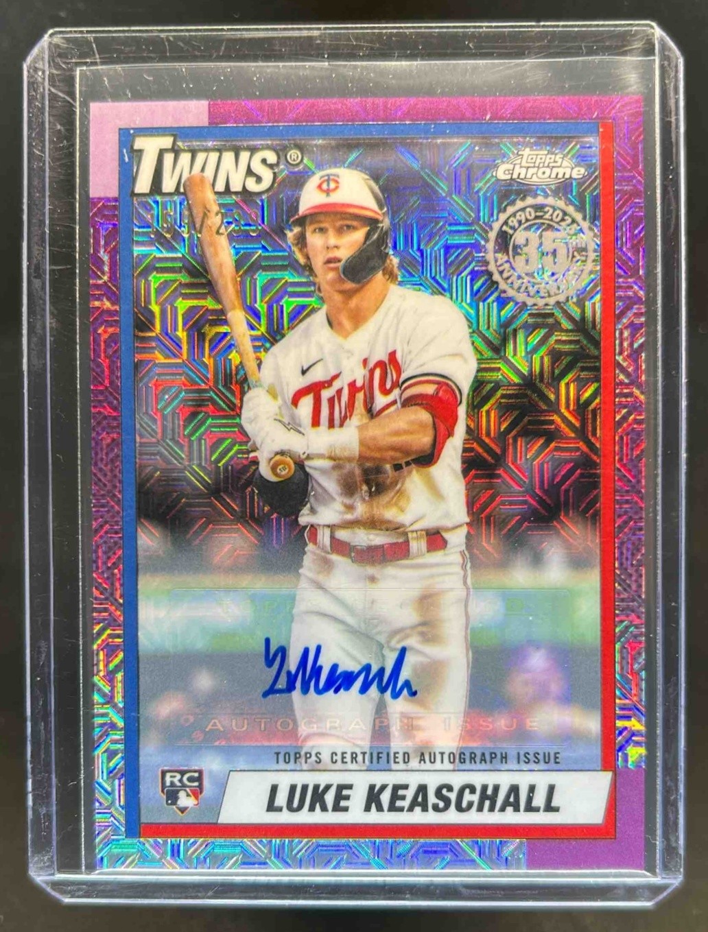 2025 Topps Update Luke Keaschall Silver Pack 1990 Chrome Auto RC #159/299 Twins