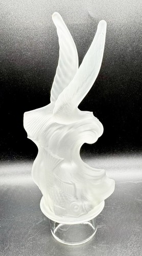 Walther and Sohne Art Deco Frosted Glass Flower Frog Float Boat 4 Piece Set - Picture 5 of 16