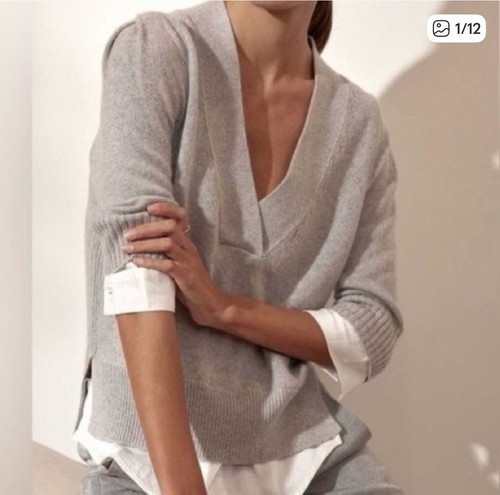 Brochu Walker hellbraun/braun Lucie Lagenlook Vee Looker Pullover Gr. XS Baumwolle Kaschmir