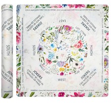 Flowers Mahjong Mat - 33"x33" Noise Reduction Non-Slip Rubber Gaming Mat for Ame