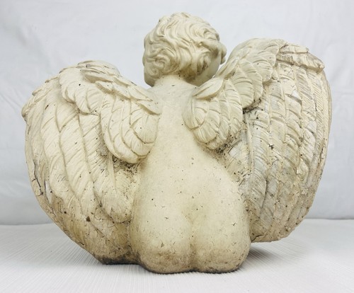 Vintage 10” Garden Angel Cherub Statue Decor Memorial Chippy Weathered Victorian - Picture 5 of 10