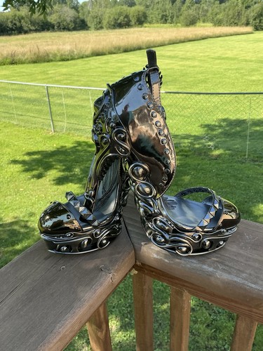 Hades EROS High Heels Chains 6" High Ornate Chrome Heels Ankle Strap Size 8 EUC - Picture 18 of 20