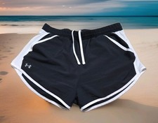 Ladies Under Armour Athletic Shorts Black  White Size Medium