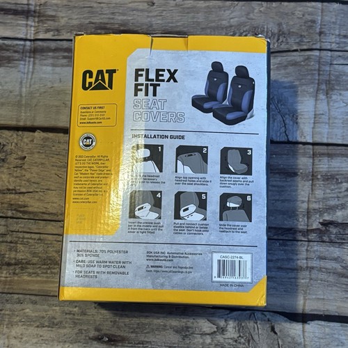 CAT Flex Fit Black Blue Seat Covers for Cars, Trucks, & SUV (2) Front Car Seats - Bild 3 von 4