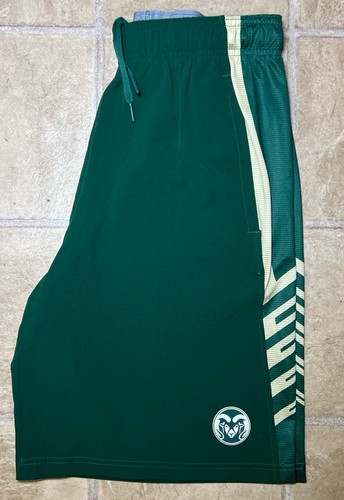 Colorado State Rams Under Armour HeatGear Mens Medium Athletic Shorts Green Gold - Picture 7 of 10