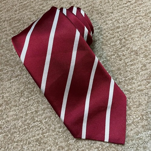 Kent & Curwen Boston University rot weiß gestreifte Krawatte adrett England 3,5"