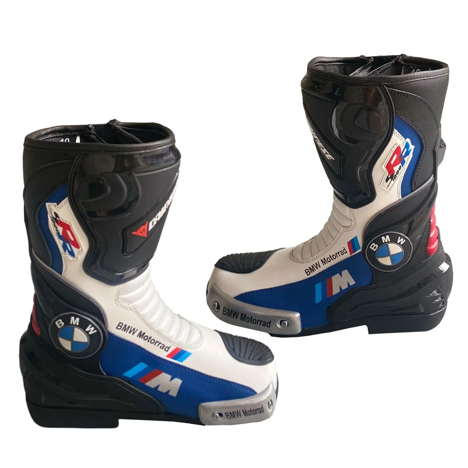 Botas de cuero BMW Motorrad S1000RR M Series azul blanco negro moto carreras Foto 4 de 4