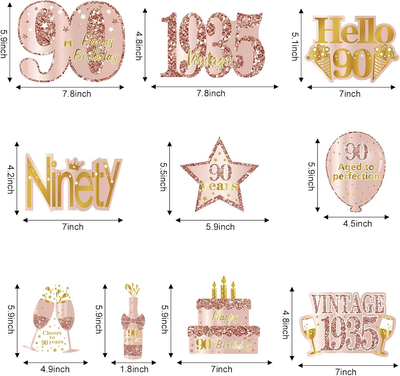 Happy 90th Geburtstag Dekoration – 10 Hängende Wirbel Mit Ausschnitten, Roségold, Vormontiert