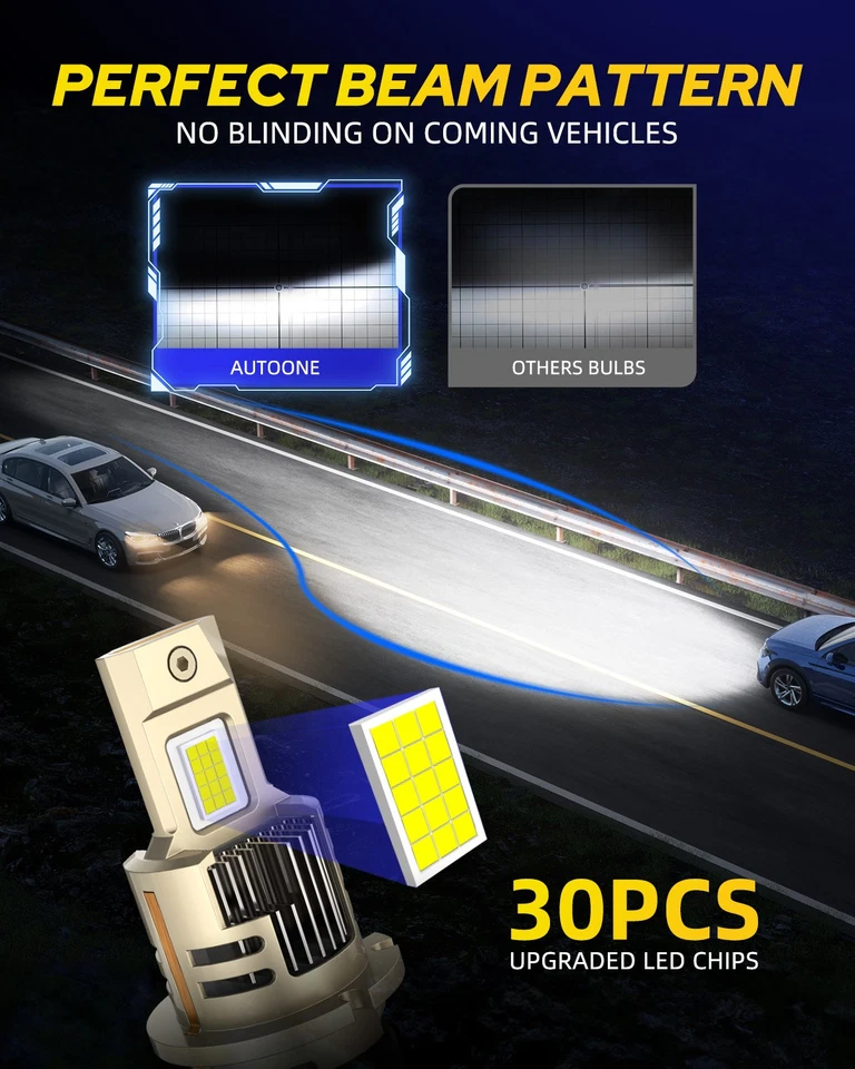 Bombillas de faros LED D2S 6000K blancas para Audi A8 Quattro 2000-2010 haz bajo/alto Foto 3 de 4