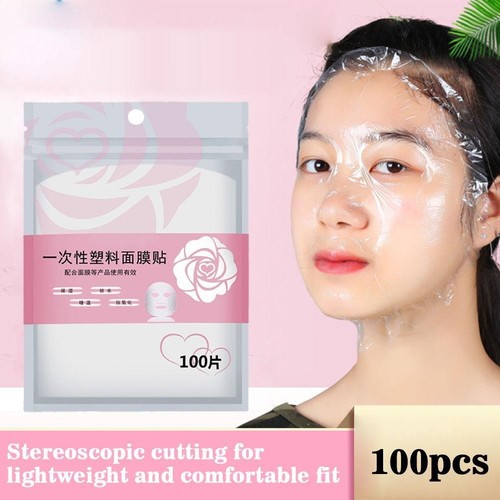 100x Disposable Face Plastic Film Full Face Cleaner Wrap Mask Mask Sticker L8W6 - Picture 3 of 9