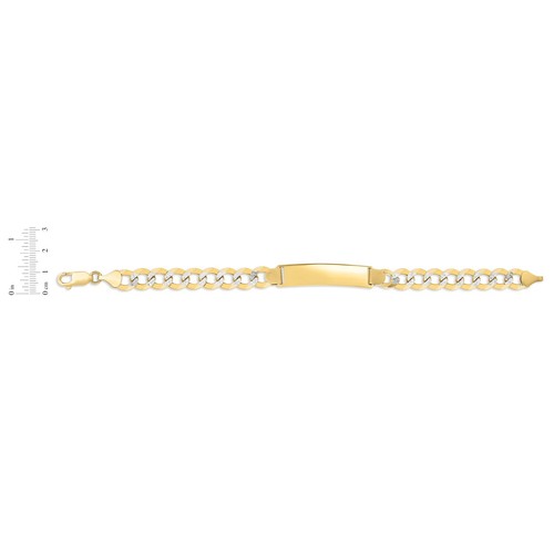 Floreo 14k Two-Tone Gold 10mm Solid Pave Curb Chain ID Name Bracelet 8.5 Inch - Picture 3 of 5