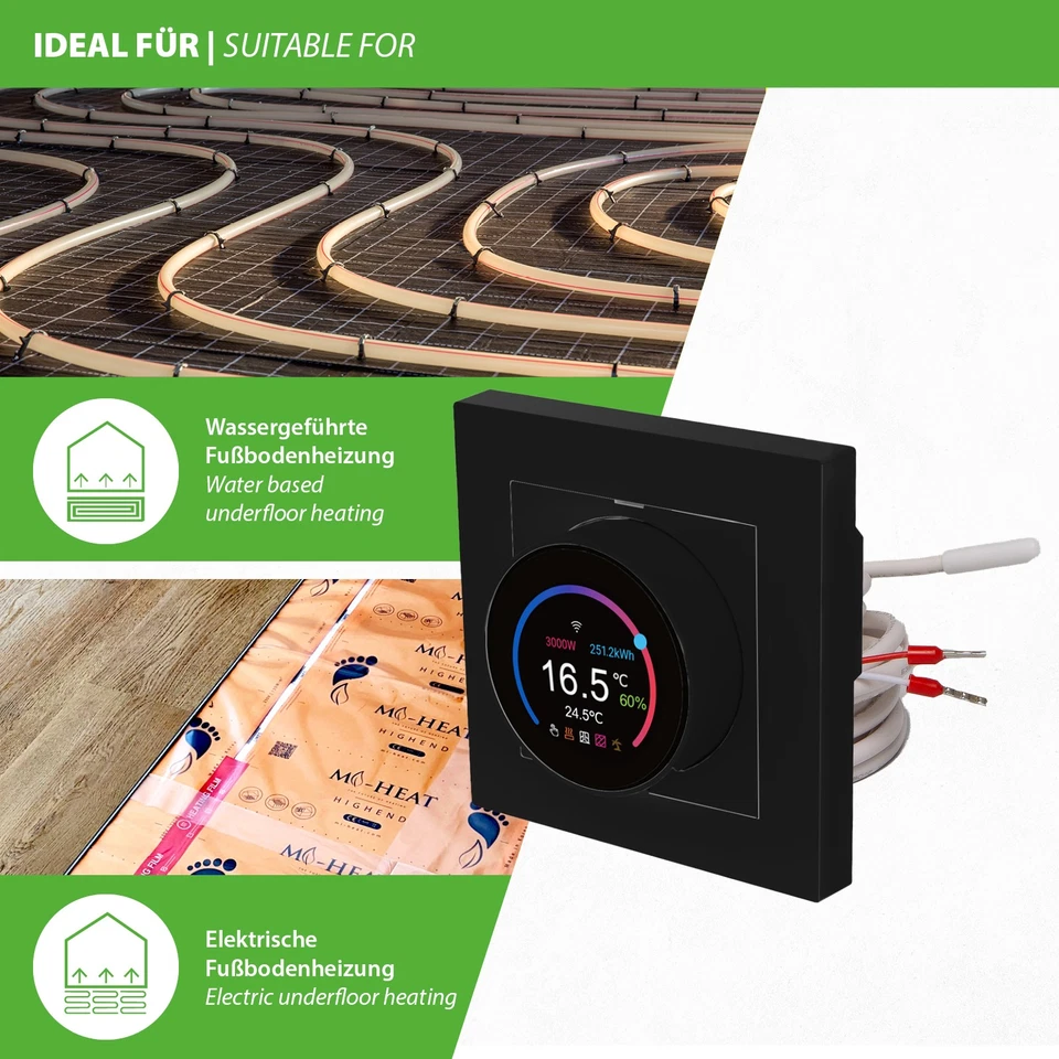 Smart WiFi Raumthermostat Fussbodenheizung Temperaturregler Thermostat Tuya App - Bild 3 von 4