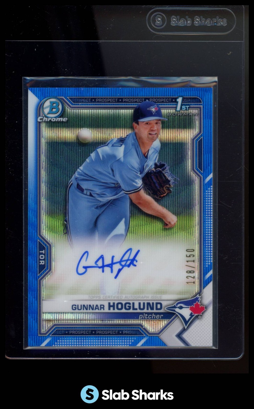2021 BOWMAN DRAFT CHROME GUNNAR HOGLUND 1ST BOWMAN BLUE WAVE REFRACTOR AUTO /150