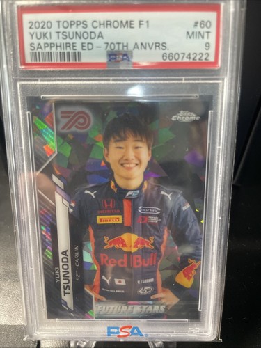 2020 Topps Chrome Sapphire Formula 1 F1 #60 Yuki Tsunoda RC 70th #60/70 PSA 9 - Picture 2 of 5