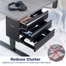 VIVO Black 3 Level 16" Pull Out Under Desk Storage Drawer Set