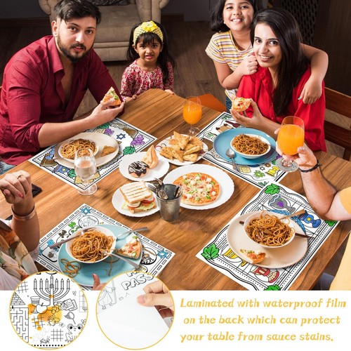 12Pcs Passover Coloring Placemats for Kid Disposable Paper Placemats Pesach J... - Picture 4 of 6