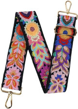 Purse Strap, Adjustable Embroidery Flower 2 Inch Wide Purse Straps Replacement C