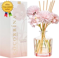 Reed Diffuser - Sandalwood Rose 8.5Oz Flower Reed Diffuser Set with 8 Sticks