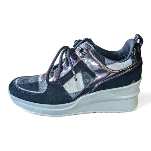 DKNY Leo karierte Keilabsatz-Sneaker Damenschuhe Größe 10