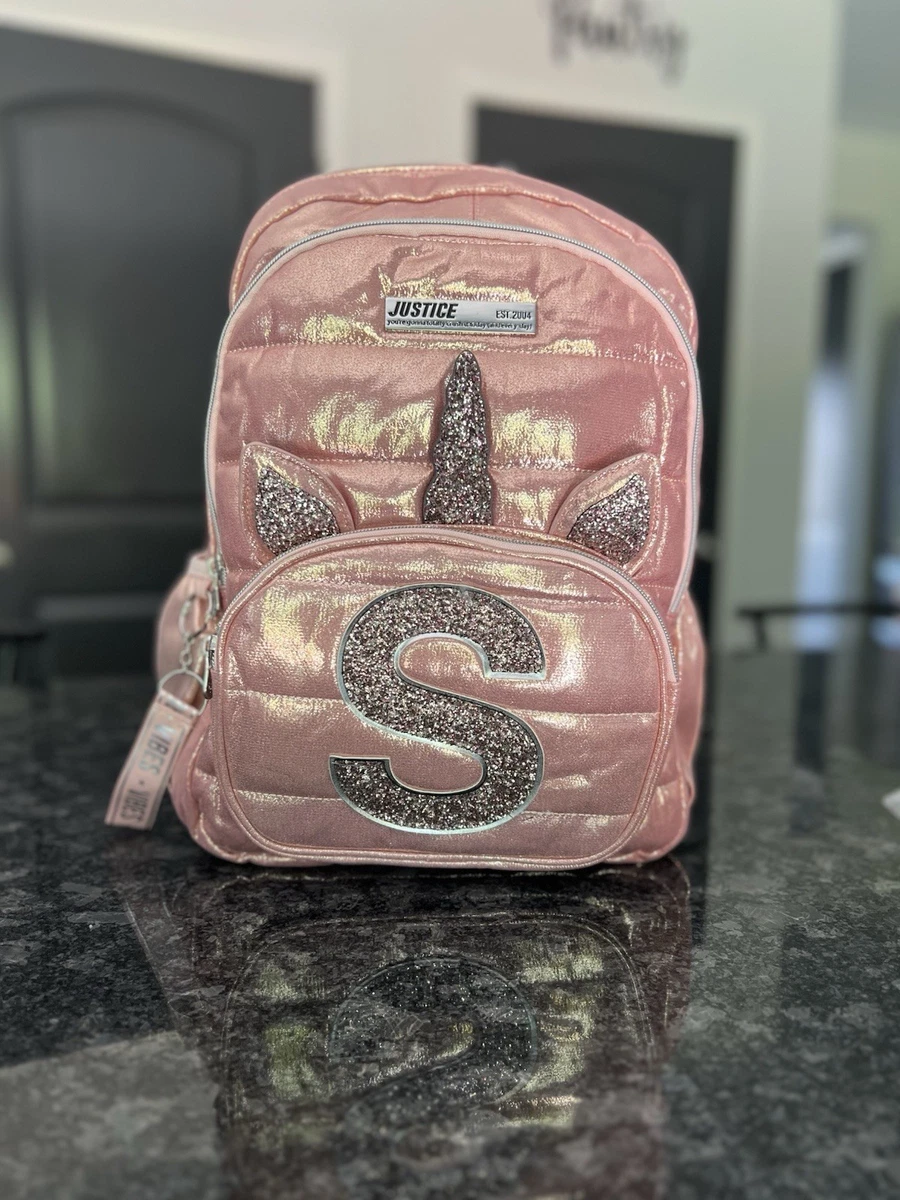 justice signature pink mini backpack Flip Sequin Mermaid Pretty Poly Designed in a cool pink and white fluffy fabric Justice Pink Backpacks & Bags