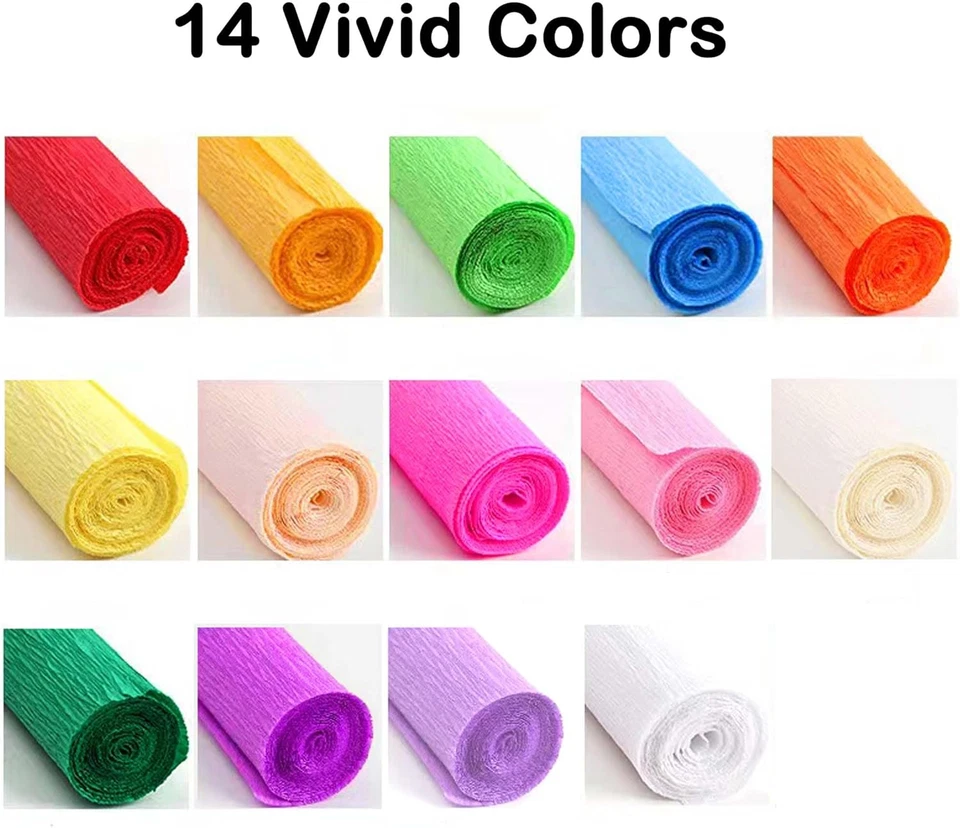 Crepe Paper Flower DIY Kits 65Pcs - 14 Rolls Crepe Paper Sheets Rolls Streamers - Image 3 of 4