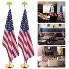 6Ft Sectional Indoor Flagpole Kit 2 Pack Base Eagle Topper Embroidered Stars Us