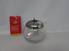 Vintage Glass Apple Jam Preserve Pot Silver Toned Lid & Spoon MA9