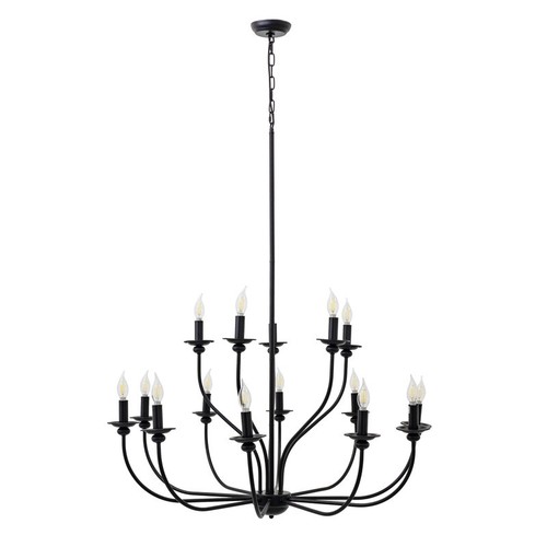 YHD 15-Light Chandelier, Matte Black Metal, Modern & Elegant, 120046157 - Picture 1 of 9