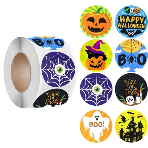 Halloween Stickers Pumpkin Ghost Witch Spider Web Party Bag Seals Kids Crafts - Picture 28 of 43
