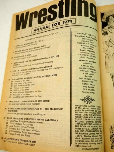 Wrestling 1974 Annual Magazine #7 with 1974 Pinup Calendar - Picture 2 of 12