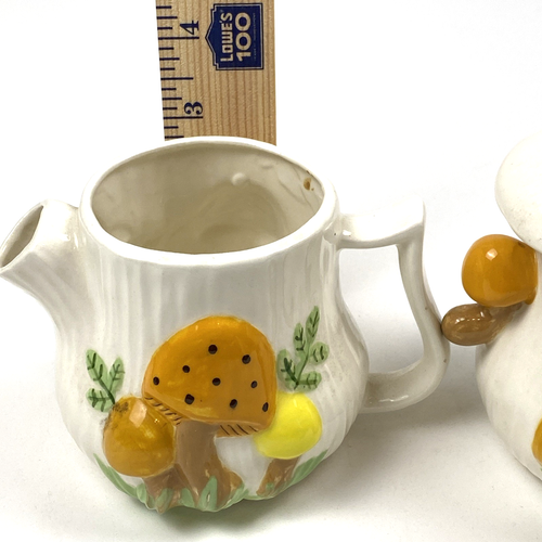 Vtg Arnel’s Dbl Sided Mushroom Teapot, Sugar & Creamer with Lid 70's Excellent - Picture 21 of 24