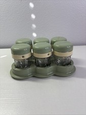 BABY BULLET 6 replacement food jars w/green tray  caps lids. Date Dial Storage.
