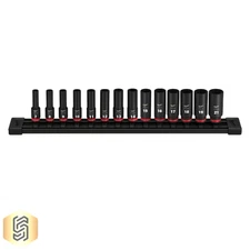 Milwaukee Tool 49-66-7008 3/8 In Drive Shockwave Impact Socket Set Metric, 14 Pc