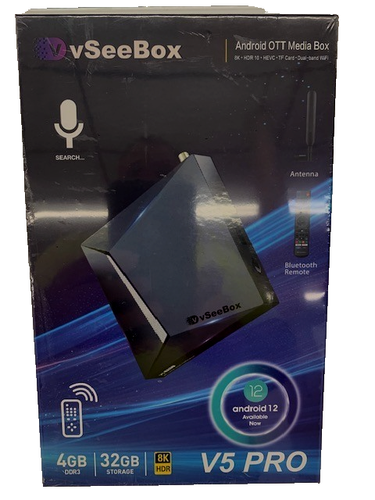 vSeeBox V5 Pro Android 12 Streaming Media Player "brandneu versiegelt"