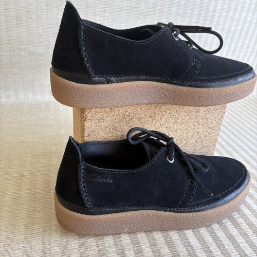 Scarpe basse Clarks Oakpark uomo taglia 9 nere scamosciate stringate suola gomma casual comode - Foto 6 di 19